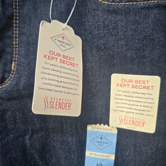 St John’s Bay Straight Leg Dark Wash Jeans NWT Size 10 Classic Mid Rise - Picture 7 of 12
